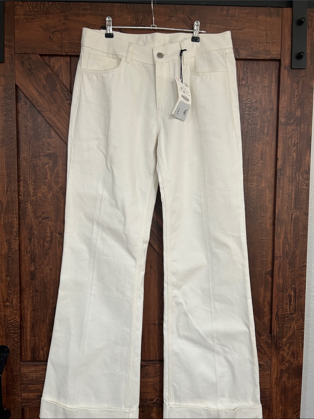Zara Women's Cream Wide-Leg Jeans